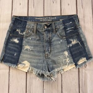 American Eagle Outfitters Women Vintage High-Rise Festival Blue Shorts Size 4